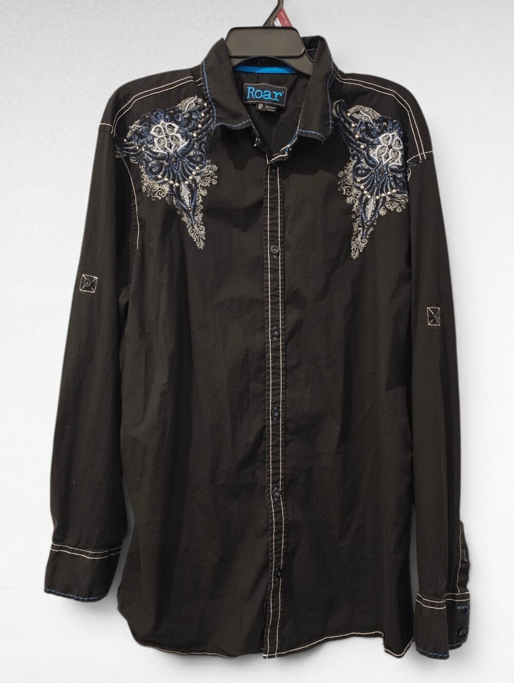 Roar Epiphany Button Up Shirt Black Size XXXL